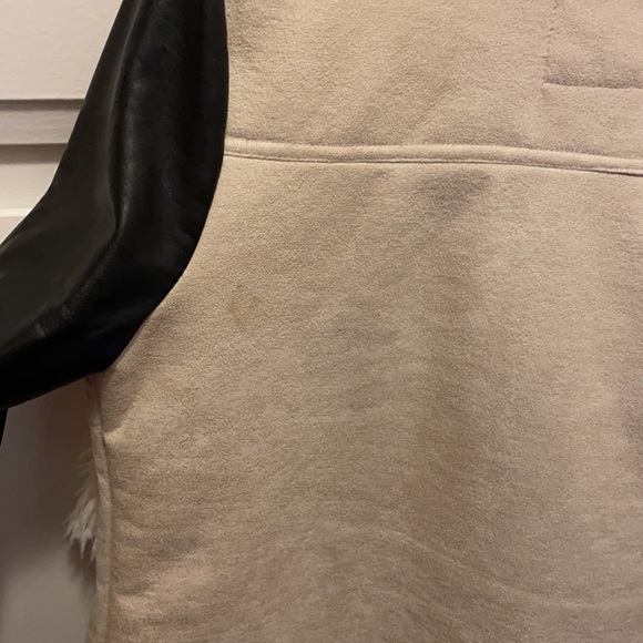 Billabong Somewhere Far Sherpa Faux Leather Shearling Draped Front Jacket - M - Picture 4 of 4